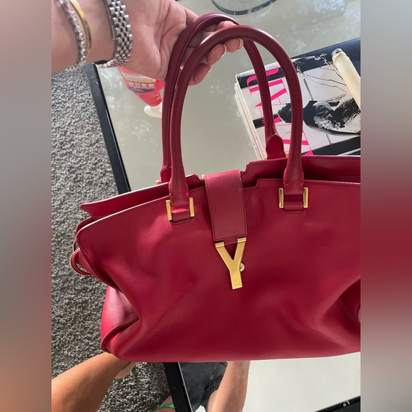 Medium Classic YSL Cabas bag RED w/ twilly scarf - Picture 15 of 16